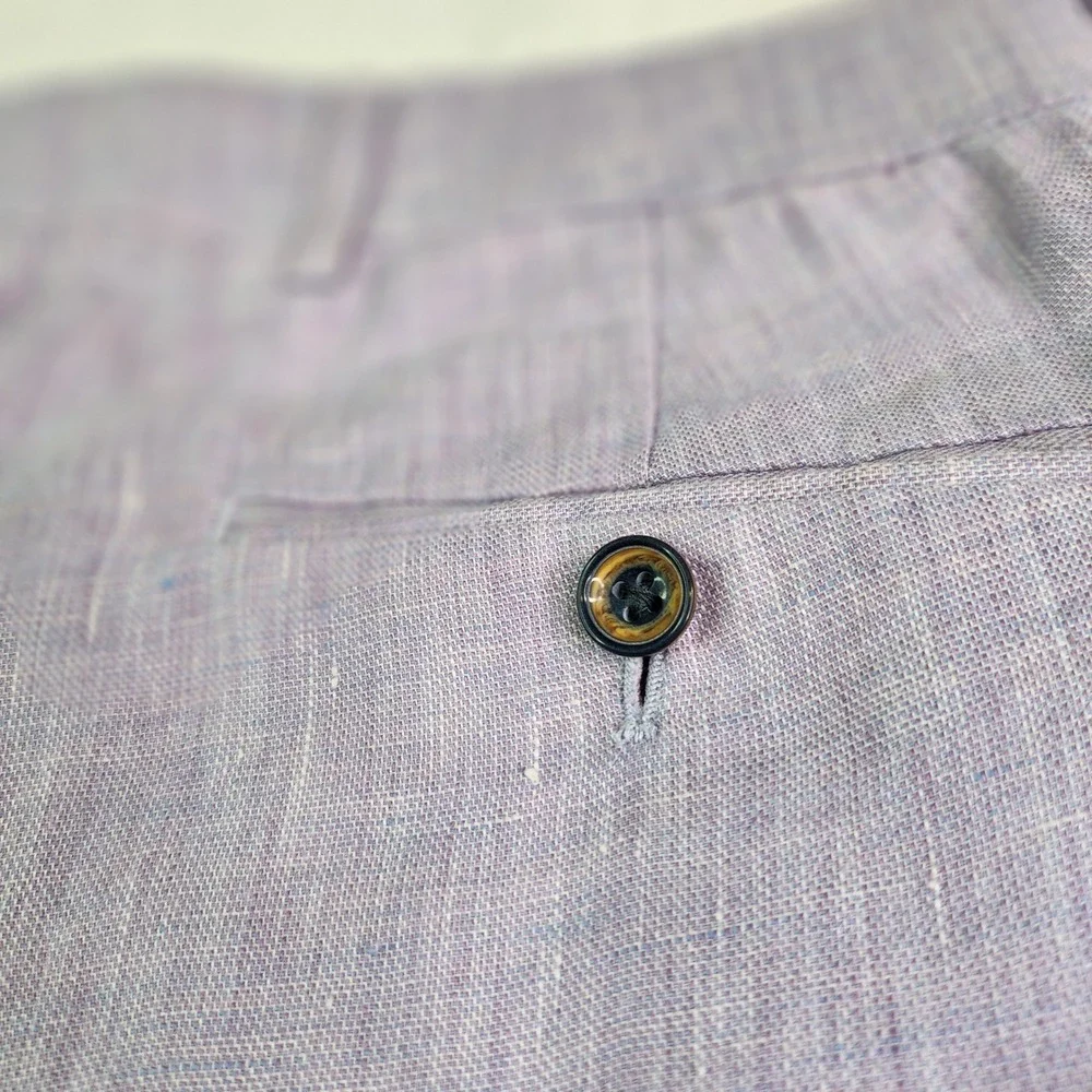 Baird McNutt Murano Alex Fit 100% Linen Pants Mens 30x32 Lavender Purple Trouser